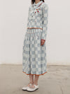 YANYAN KNITS Fall/Winter 2025 Collection: Wool Plaid Work Jacket/Mid-Length Skirt YYK-YYW25-1191-LAN (Jacket)